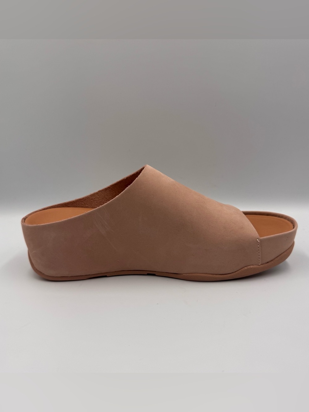 🤎NEW FitFlop Shuv Nubuck Slide Sandals Beige Size 7 Mule Clog Comfor - Picture 4 of 10
